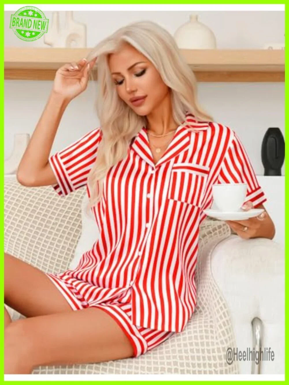 Women's Satin Pajama Set Short Sleeve Pjs Lounge Set